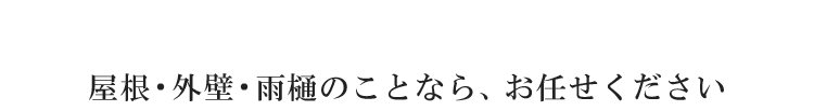 屋根・外壁・雨樋 工事のプロフェショナルです  屋根・外壁・雨樋のことなら、お任せください。